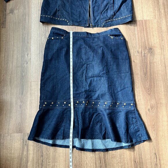 Catherine's Denim Studded Jacket Tulip Skirt Suit Sz 2X - Picture 12 of 15